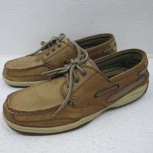 Sperry Top-Sider Nubuck Leather Fabric Deck Boat Shoes Women's Footwear Sz 8 M